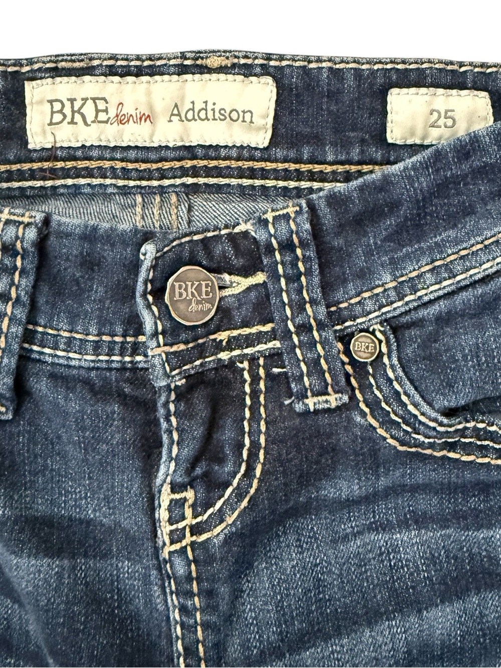 BKE Addison Low Rise Jeans Women’s 25 Dark Wash Whispering Stretch Thick Stitch - Picture 7 of 15